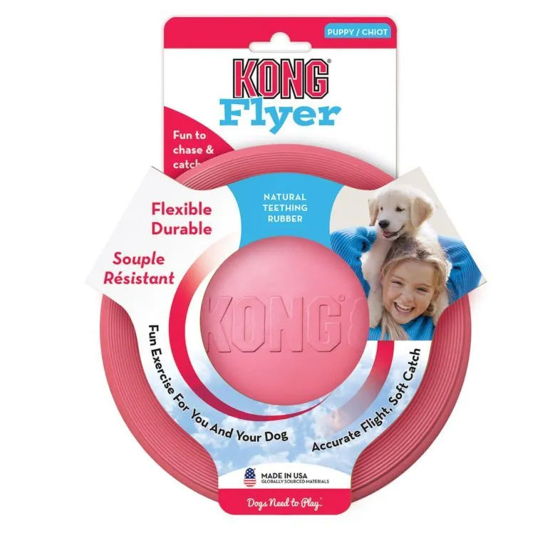 KONG Hundelegetøj Flyer Puppy Mix S 7,5 cm - blød frisbee til hvalpe